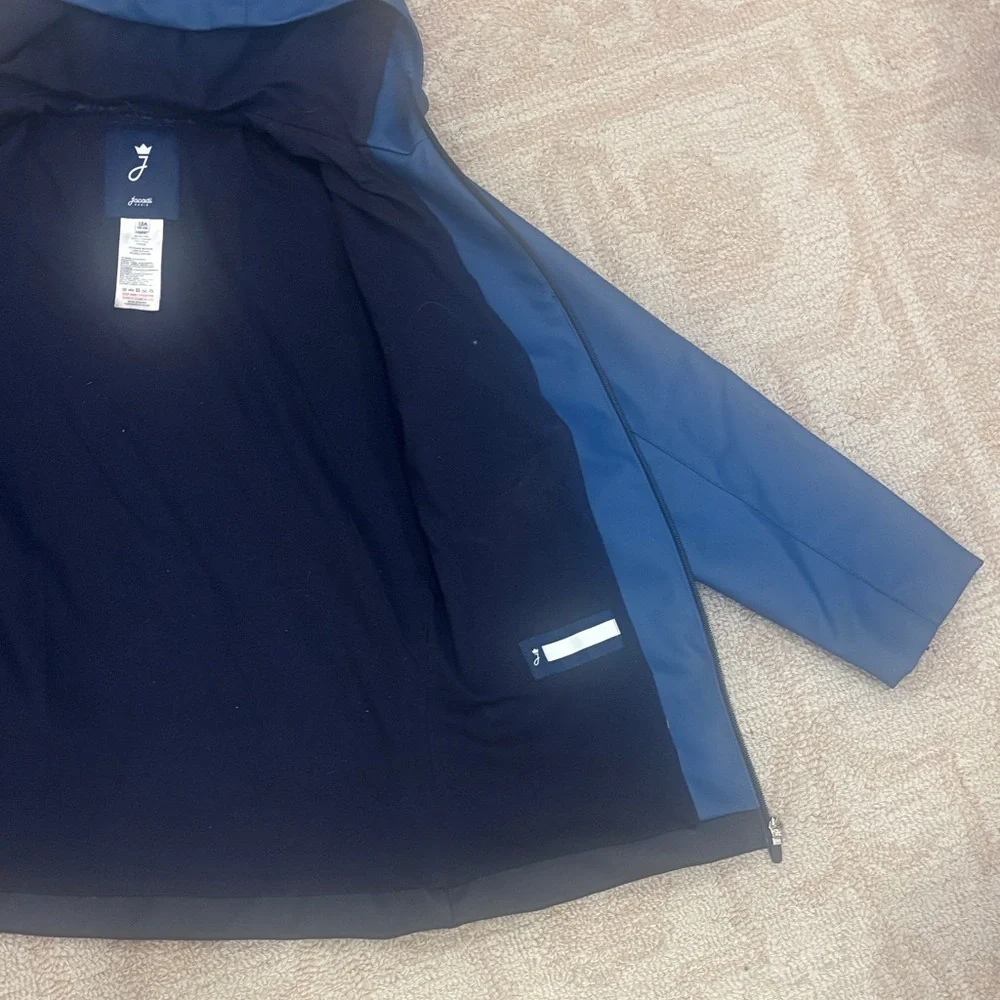 Kids Blue Hooded Rain Jacket with Reflective Trim